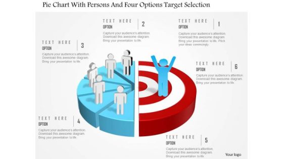 Business Diagram Pie Chart With Persons And Four Options Target Selection Presentation Template Business Diagram Pie Chart With Persons And Four Options Target Selection Presentation Template