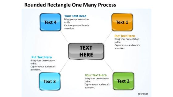 Business Diagram Rounded Rectangle One Many Process Business Framework Model