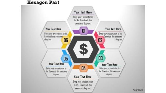 Business Diagram Six Hexagon Text Boxes In Cyclic Order Presentation Template