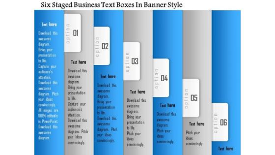 Business Diagram Six Staged Business Text Boxes In Banner Style Presentation Template