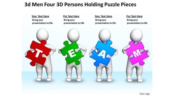 Business Diagram Templates 3d Men Four Persons Holding Puzzle Pieces PowerPoint Slides