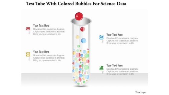 Business Diagram Test Tube With Colored Bubbles For Science Data Presentation Template