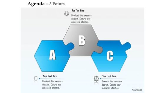 Business Diagram Three Alphabetic Blocks Agenda Diagram Presentation Template