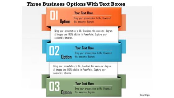 Business Diagram Three Business Options With Text Boxes Presentation Slide Template Business Diagram Three Business Options With Text Boxes Presentation Slide Template
