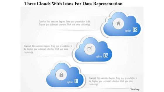 Business Diagram Three Clouds With Icons For Data Representation Presentation Template Business Diagram Three Clouds With Icons For Data Representation Presentation Template