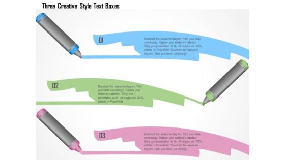 Business Diagram Three Creative Style Text Boxes Presentation Template