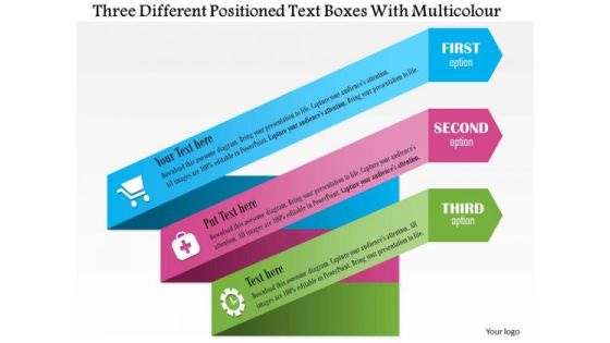 Business Diagram Three Different Positioned Text Boxes With Multicolor PowerPoint Slide Template Business Diagram Three Different Positioned Text Boxes With Multicolor PowerPoint Slide Template