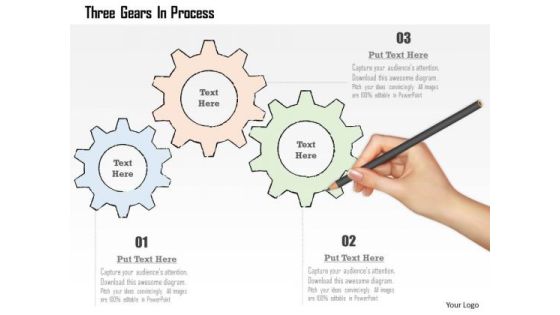 Business Diagram Three Gears In Process Presentation Template