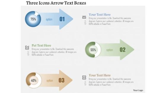 Business Diagram Three Icons Arrow Text Boxes PowerPoint Template Business Diagram Three Icons Arrow Text Boxes PowerPoint Template