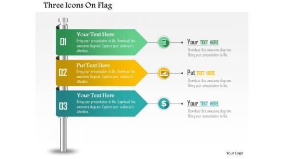 Business Diagram Three Icons On Flag Presentation Template Business Diagram Three Icons On Flag Presentation Template