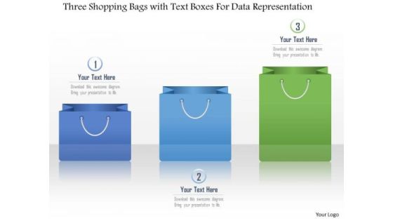 Business Diagram Three Shopping Bags With Text Boxes For Data Representation Presentation Template