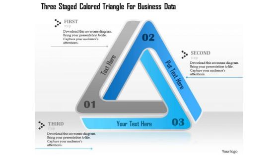 Business Diagram Three Staged Colored Triangle For Business Data Presentation Template