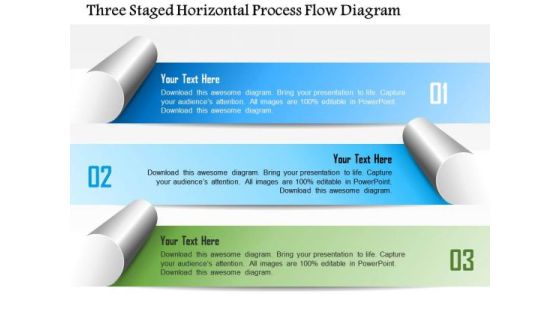 Business Diagram Three Staged Horizontal Process Flow Diagram Presentation Template