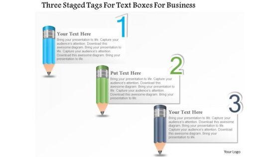 Business Diagram Three Staged Tags For Text Boxes For Business Presentation Template