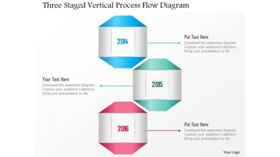 Business Diagram Three Staged Vertical Process Flow Diagram Presentation Template
