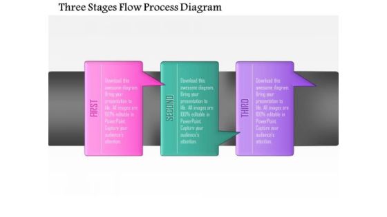 Business Diagram Three Stages Flow Process Diagram Presentation Template