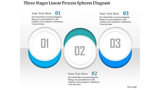 Business Diagram Three Stages Linear Process Spheres Diagram Presentation Template