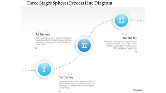 Business Diagram Three Stages Spheres Process Line Diagram Presentation Template