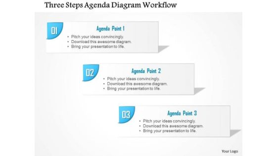 Business Diagram Three Steps Agenda Diagram Workflow Presentation Template