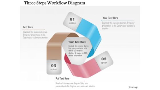 Business Diagram Three Steps Workflow Diagram Presentation Template