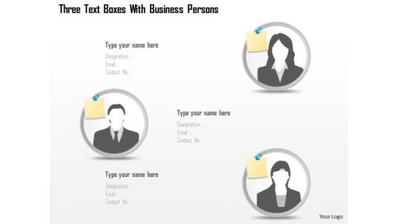 Business Diagram Three Text Boxes With Business Persons Presentation Template