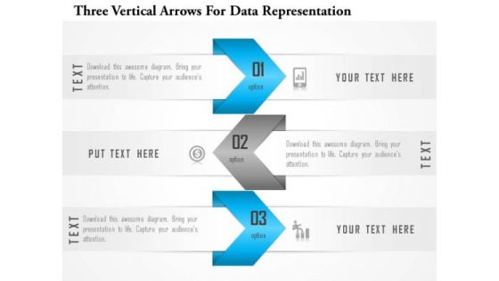 Business Diagram Three Vertical Arrows For Data Representation Presentation Template
