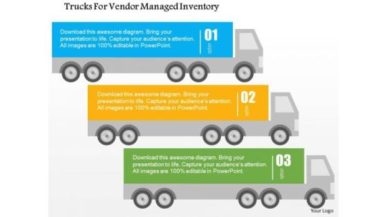 Business Diagram Trucks For Vendor Managed Inventory Presentation Template
