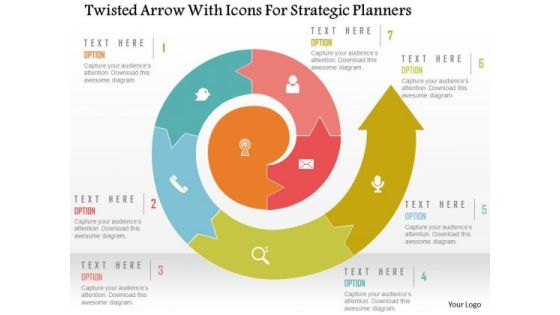 Business Diagram Twisted Arrow With Icons For Strategic Planners Presentation Template Business Diagram Twisted Arrow With Icons For Strategic Planners Presentation Template