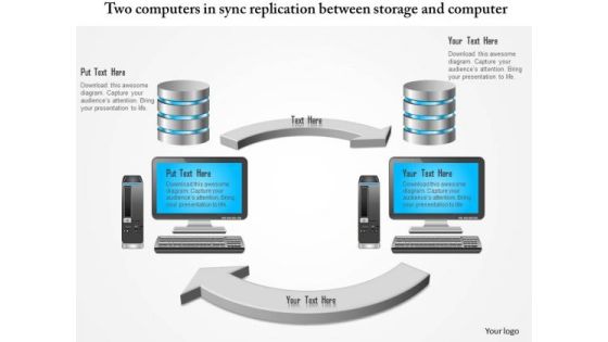 Business Diagram Two Computers In Sync Replication Between Storage And Compute Presentation Template Business Diagram Two Computers In Sync Replication Between Storage And Compute Presentation Template