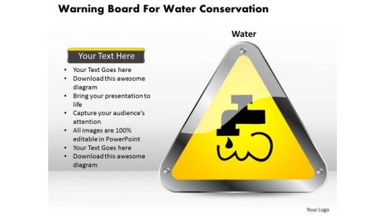 Business Diagram Warning Board For Water Conservation Presentation Template Business Diagram Warning Board For Water Conservation Presentation Template
