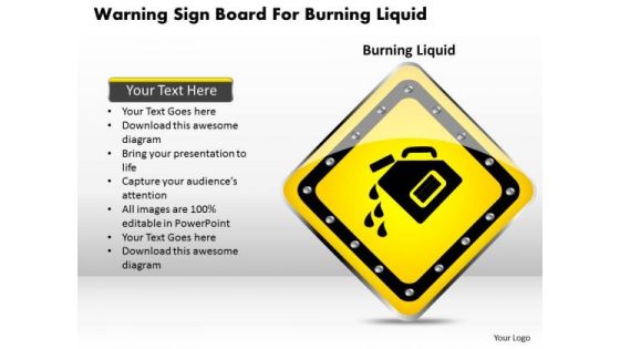 Business Diagram Warning Sign Board For Burning Liquid Presentation Template Business Diagram Warning Sign Board For Burning Liquid Presentation Template