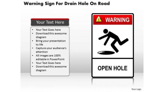 Business Diagram Warning Sign For Drain Hole On Road Presentation Template Business Diagram Warning Sign For Drain Hole On Road Presentation Template