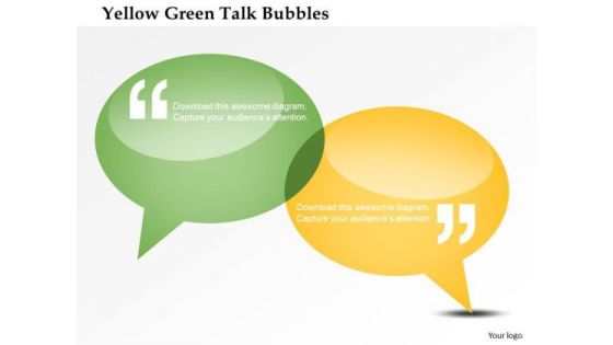 Business Diagram Yellow Green Talk Bubbles Presentation Template