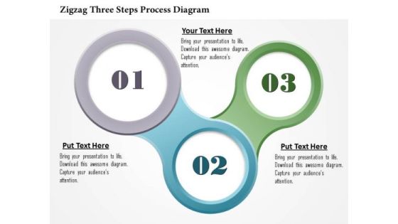 Business Diagram Zigzag Three Steps Process Diagram Presentation Template