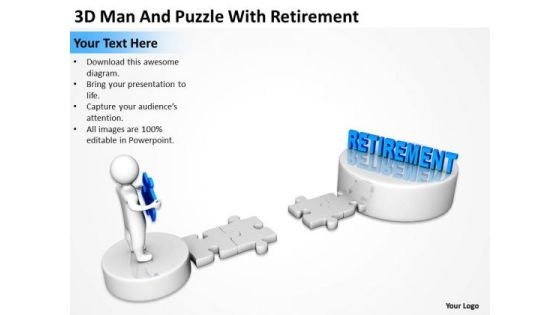 Business Diagrams Templates 3d Man And Puzzle With Retirement PowerPoint