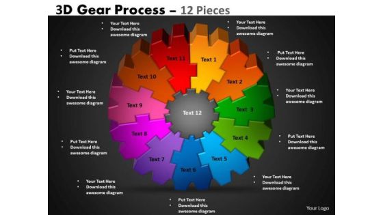 Business Finance Strategy Development 3d Gear Process 12 Pieces Sales Diagram Business Finance Strategy Development 3d Gear Process 12 Pieces Sales Diagram