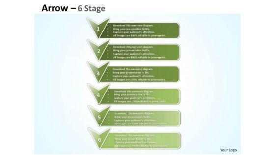 Business Finance Strategy Development Arrow 6 Stage Business Diagram