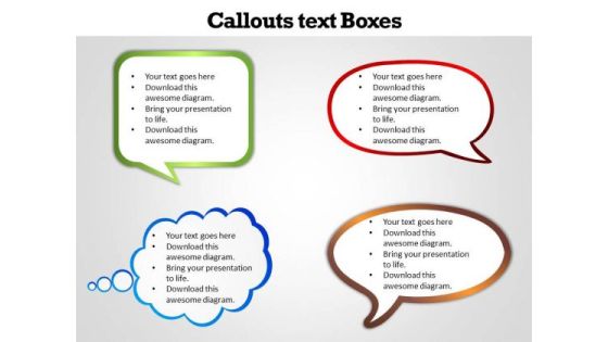 Business Finance Strategy Development Callouts Text Boxes Sales Diagram