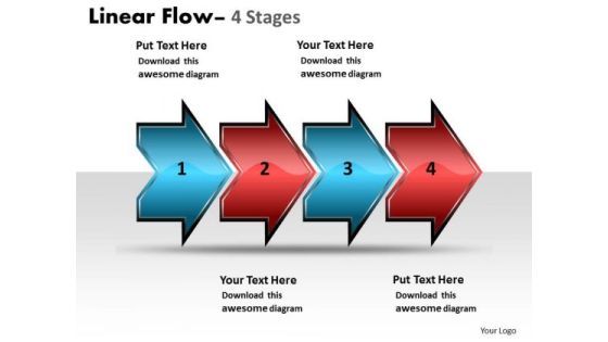 Business Finance Strategy Development Linear Flow Arrow 4 Stages Strategic Management
