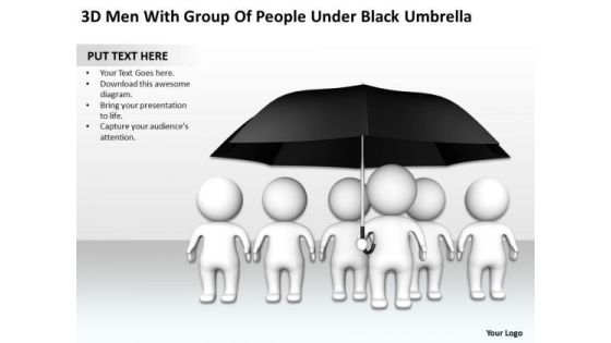 Business Flow Diagram Example 3d Men With Group Of People Under Black Umbrella PowerPoint Slides Business Flow Diagram Example 3d Men With Group Of People Under Black Umbrella PowerPoint Slides