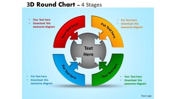 Business Framework Model 3d Round Chart 4 Stages Diagram Marketing Diagram
