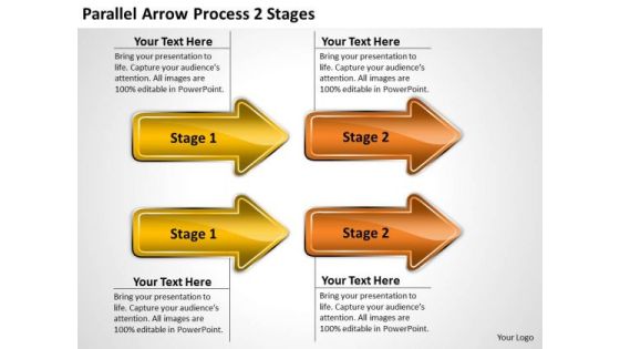 Business Framework Model Parallel Arrow Process 2 Stages Marketing Diagram