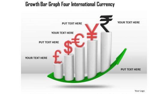 Business Growth Strategy Bar Graph For International Currency Photos