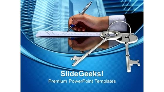 Business Key Signing Agreement PowerPoint Templates Ppt Backgrounds For Slides 0213