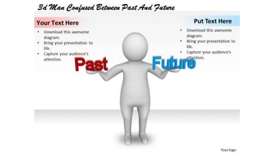 Business Level Strategy 3d Man Confused Between Past And Future Character Modeling