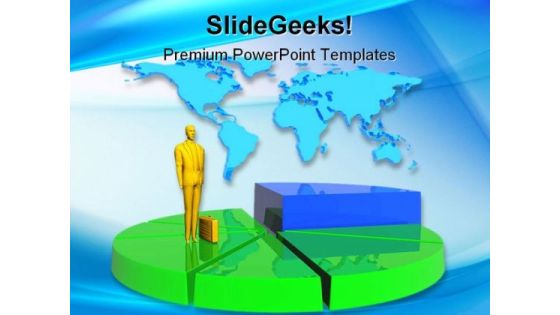 Business Man And Pie Global PowerPoint Background And Template 1210 Business Man And Pie Global PowerPoint Background And Template 1210