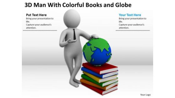 Business Men 3d Man With Colorful Books And Globe PowerPoint Templates Business Men 3d Man With Colorful Books And Globe PowerPoint Templates