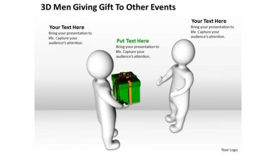Business Model Diagrams 3d Men Giving Gift To Other Events PowerPoint Slides Business Model Diagrams 3d Men Giving Gift To Other Events PowerPoint Slides