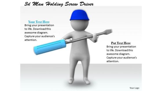 Business Model Strategy 3d Man Holding Screw Driver Adaptable Concepts Business Model Strategy 3d Man Holding Screw Driver Adaptable Concepts