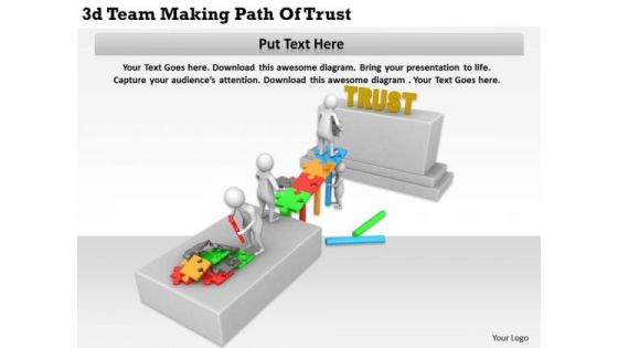 Business Model Strategy 3d Team Making Path Of Trust Character Business Model Strategy 3d Team Making Path Of Trust Character
